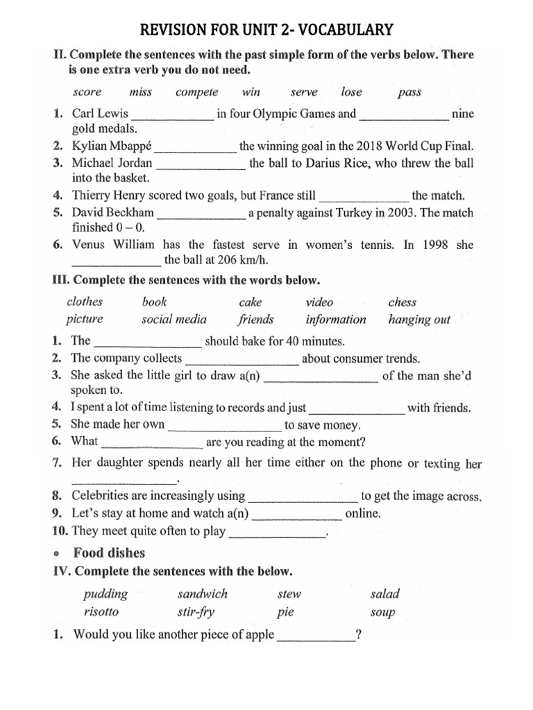 Fg11.revision For Unit 2-Vocab | PDF