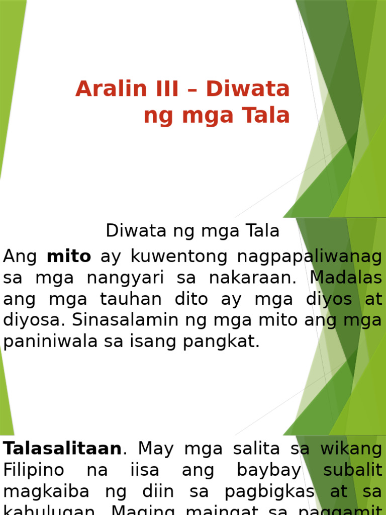 Aralin III - Diwata NG Mga Tala | PDF