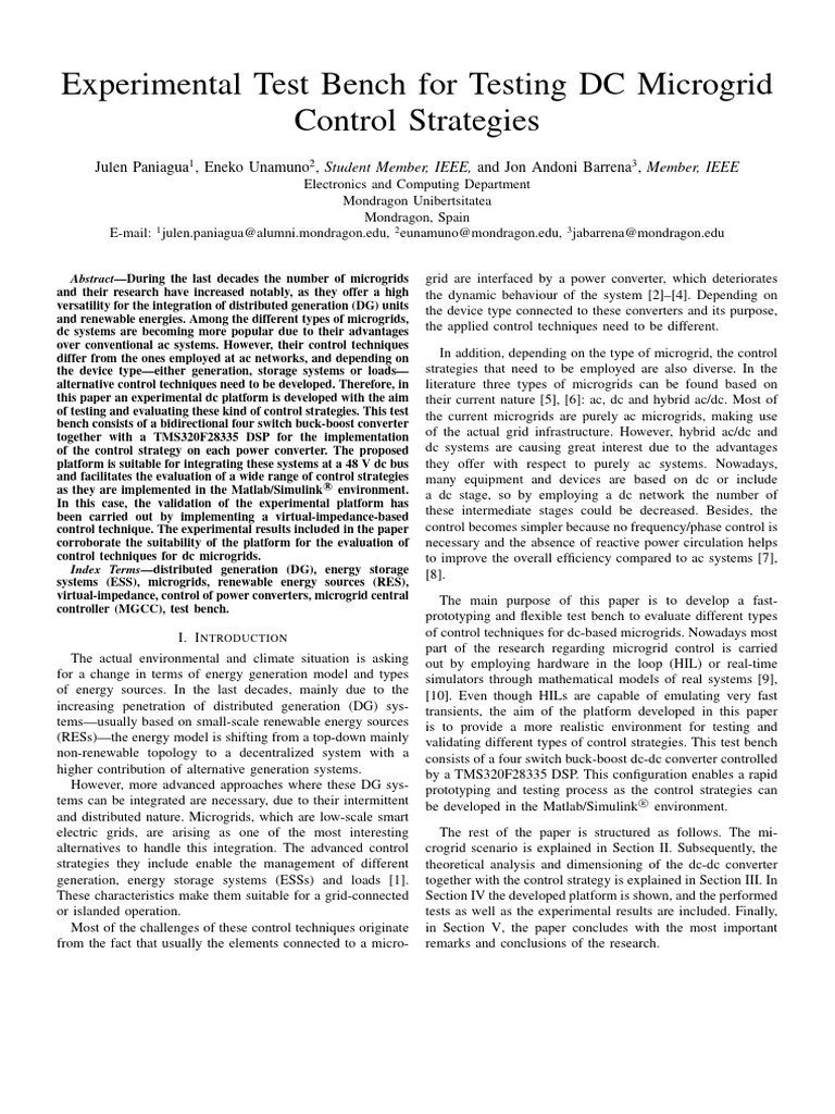 DC Microgrid Control Test Bench Development | PDF | Distributed ...