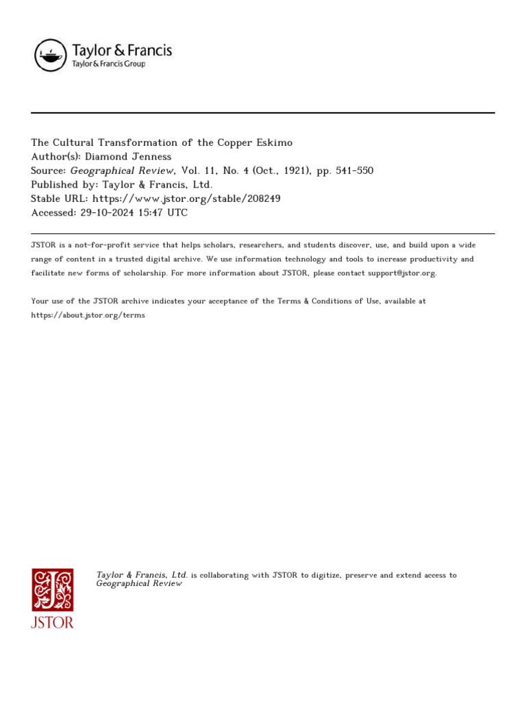 Cultural Shift of the Copper Eskimo | PDF | Inuit | Boot