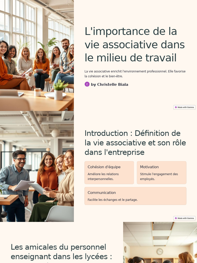 Limportance de La Vie Associative Dans Le Milieu de Travail | PDF