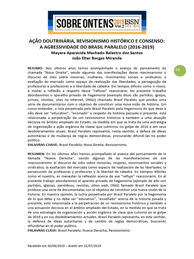Brasil Paralelo: Revisionismo e Hegemonia | PDF | Antonio Gramsci | Estado
