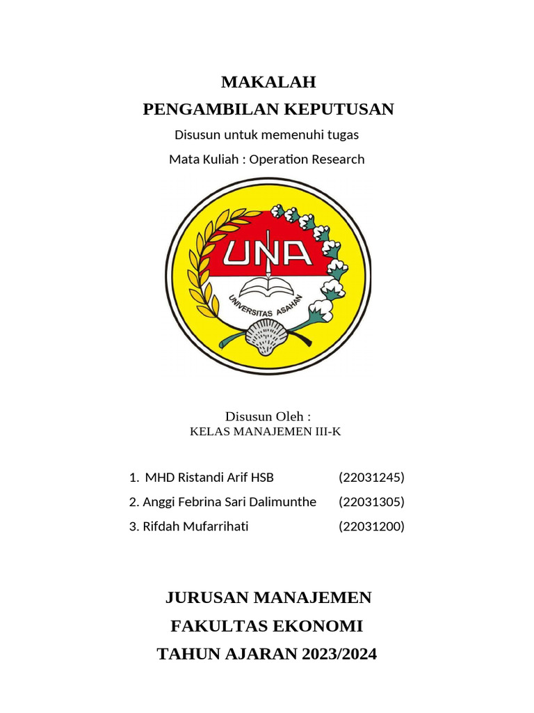Tugas makalah operation research pdf