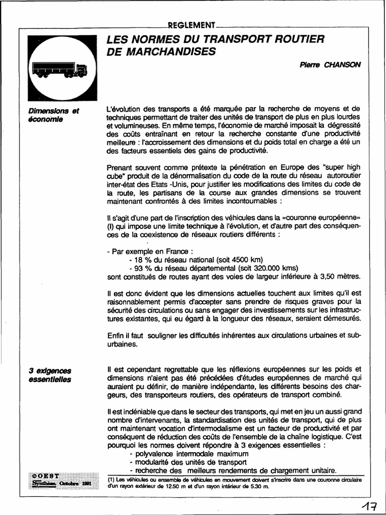 Normes de Charges et Dimensions Routières | PDF | Transport | Véhicules