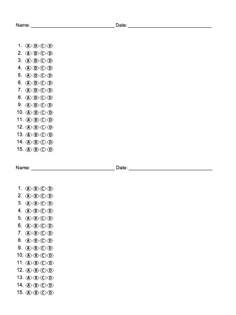 BlankMultipleChoiceBubbleSheetAnswerDocumentsScantronsDistanceLearning ...