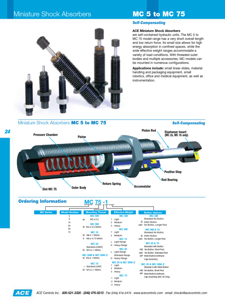 Ace Controls Industrial Shocks Pdf Piston Actuator