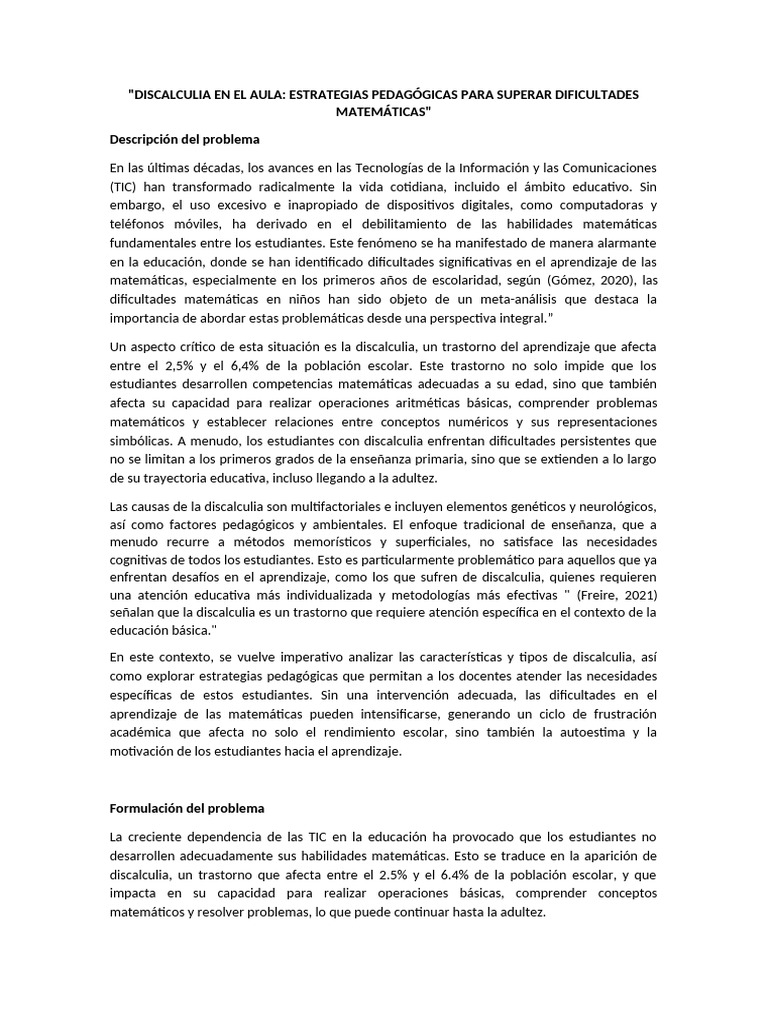 Planteamiento Del Problema (AVANCE DE GNHM) | PDF | Educación primaria ...
