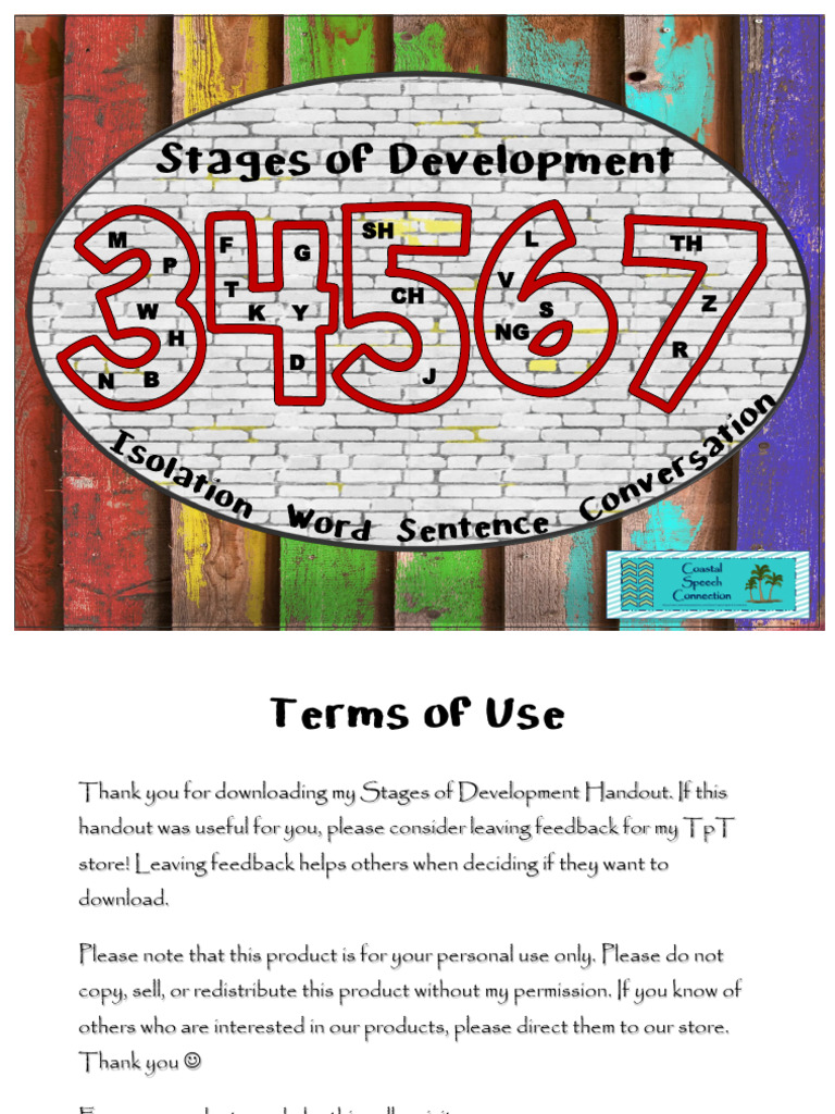 Articulation Developmental Milestones Chart PDF