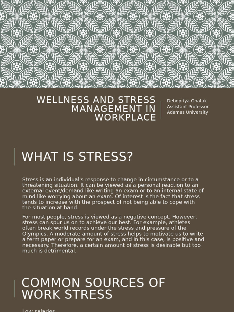 Wellness and Stress Management in Workplace | PDF | Stress (Biology ...