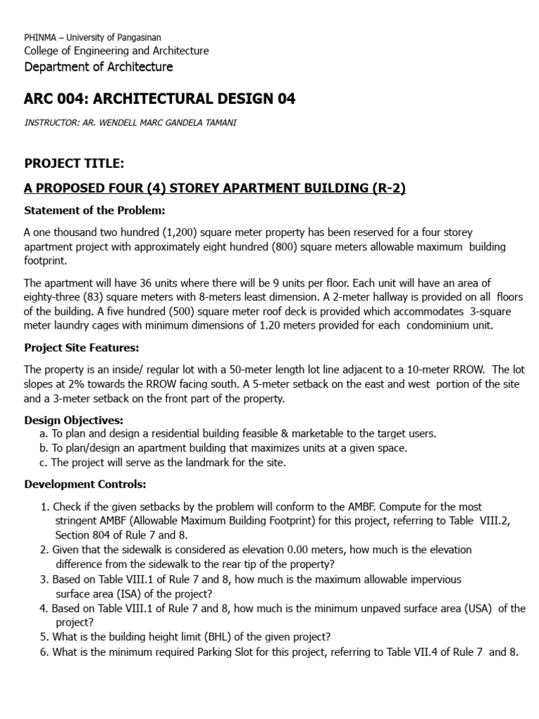 Four-Storey Apartment Design Project | PDF | Drawing | Apartment