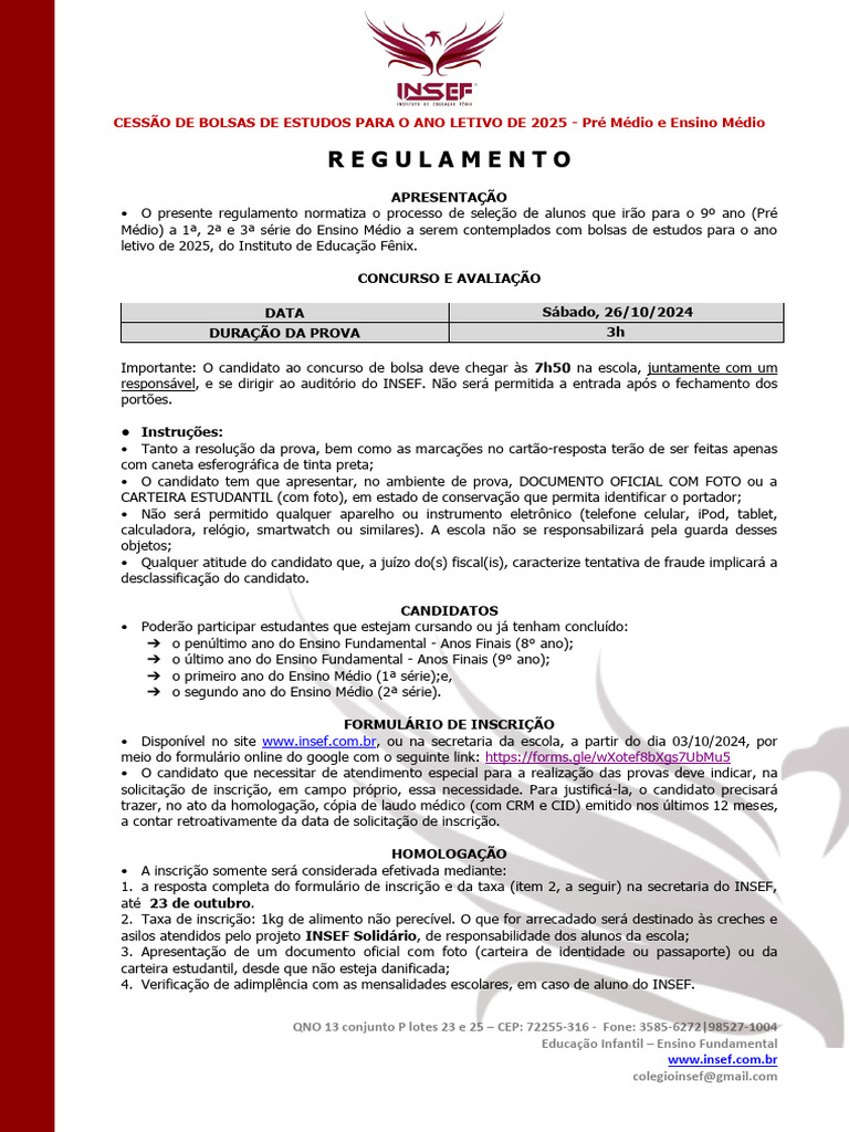 Bolsas de Estudo Ensino Médio 2025 | PDF | Pronome | Matemática