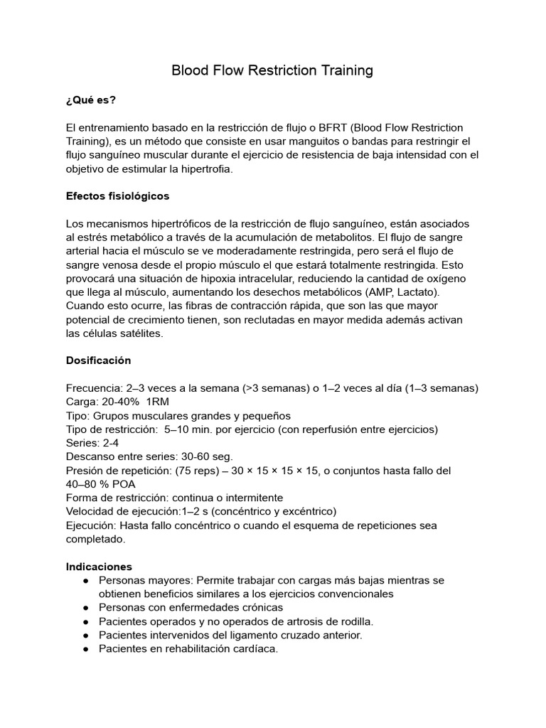 Blood Flow Restriction Training | PDF | Hipertensión | Músculo