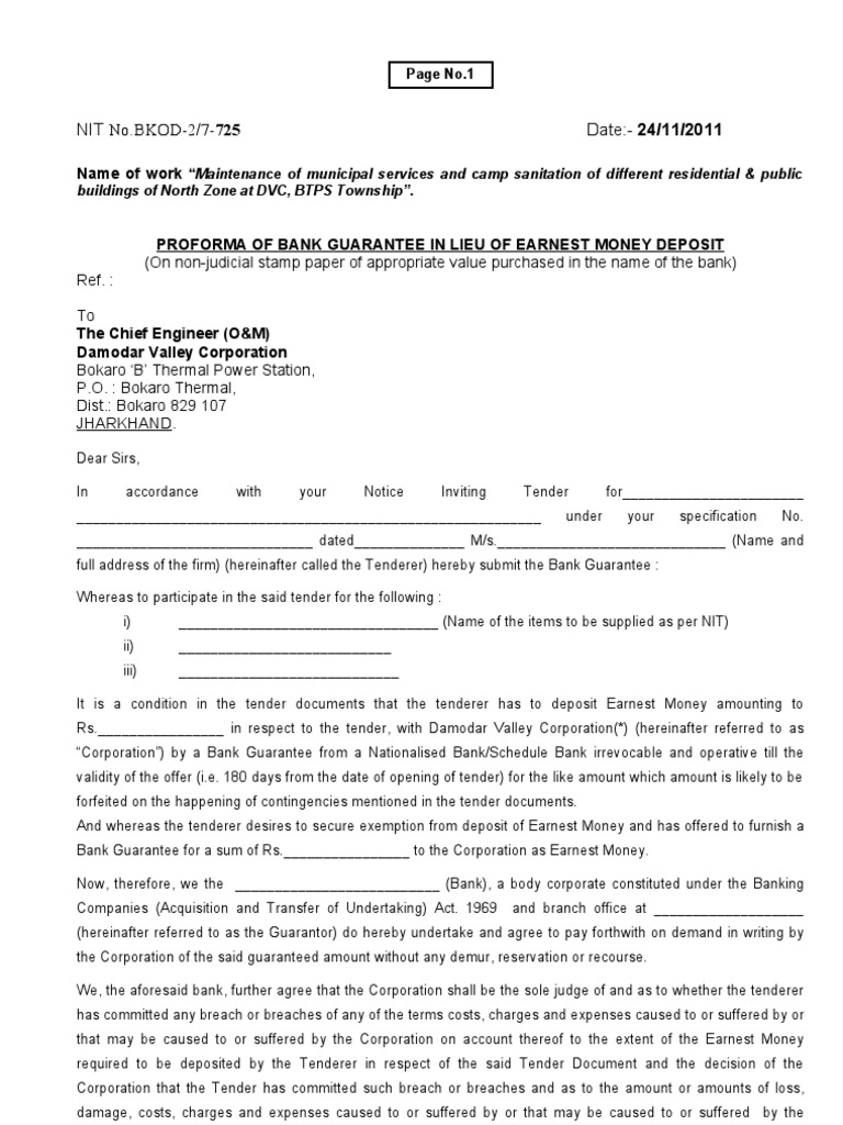 20 Bank Guarantee Format Guarantee Money