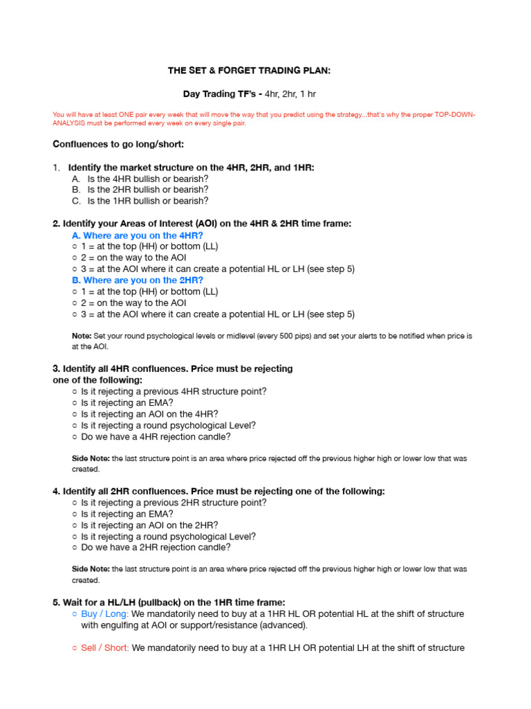 Day Trade Trading Plan | PDF | Financial Economics | Investing