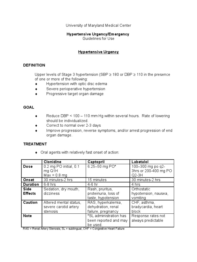 Hypertensive Urgency Guidelines | PDF | Blood Pressure | Medical ...