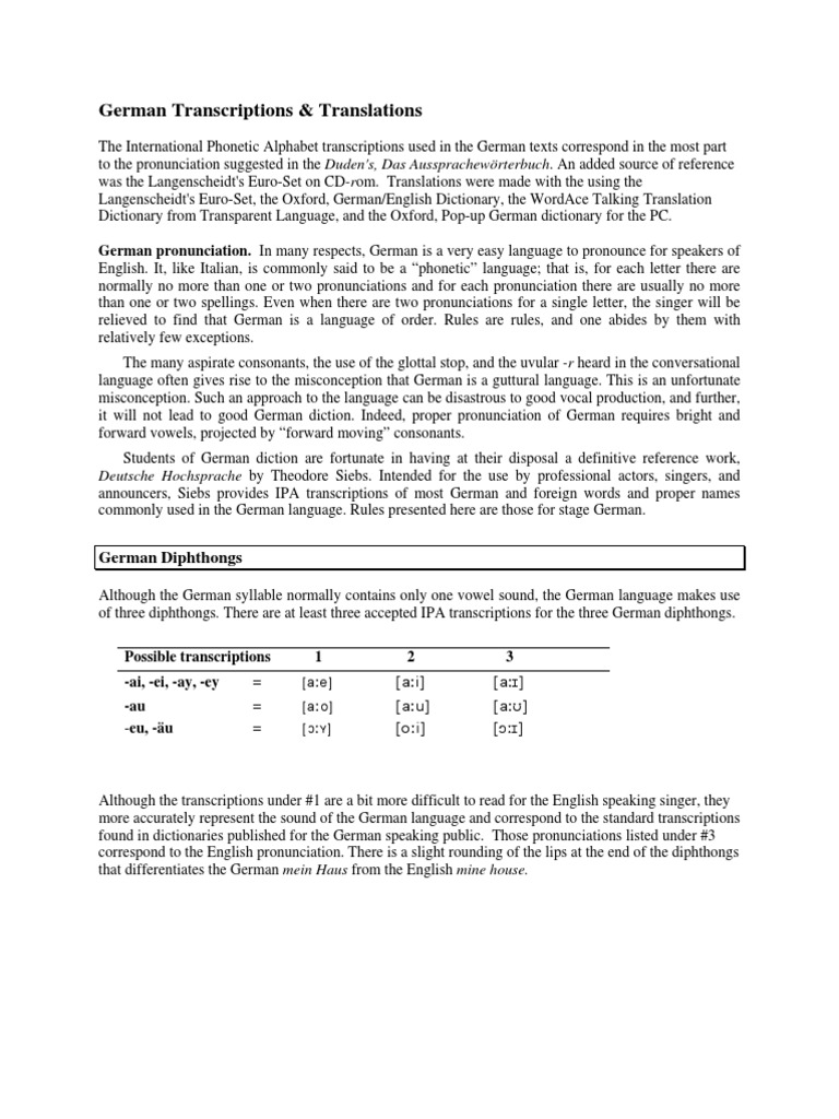 German Transcriptions & Translations | PDF | Art