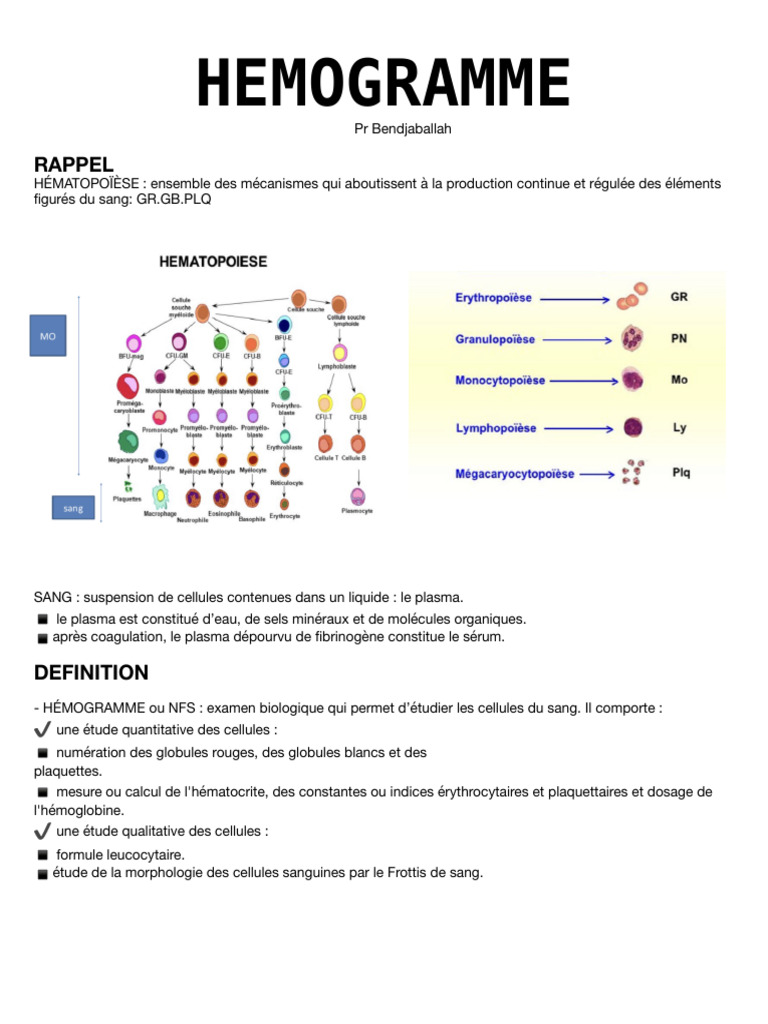 Comprendre l'Hémogramme et ses Indications | PDF | Sang | Spécialités ...