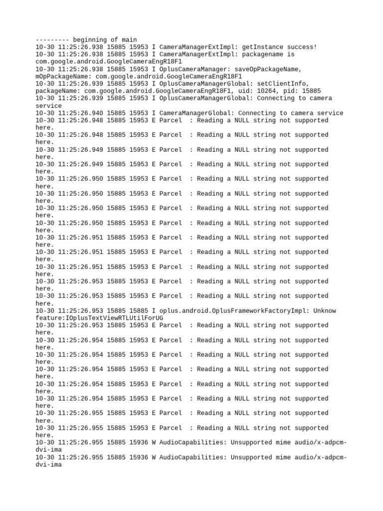 Camera Service Connection Logs | PDF | Data Compression | Computing