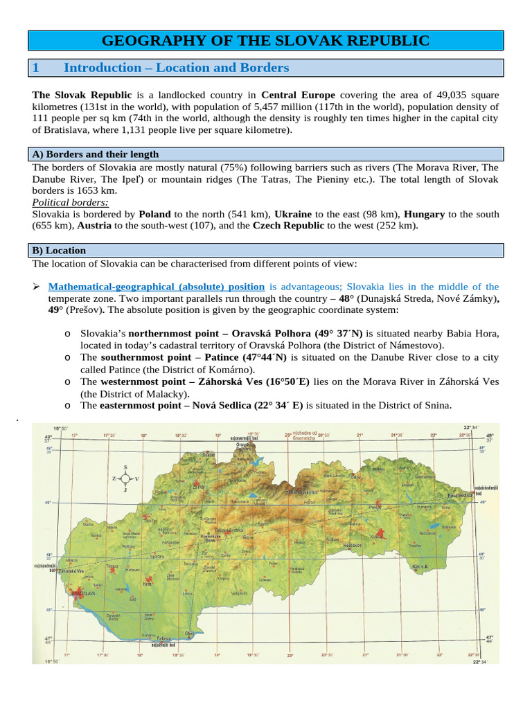 Geography Of The Slovak Republic Pdf Slovakia Earth Sciences