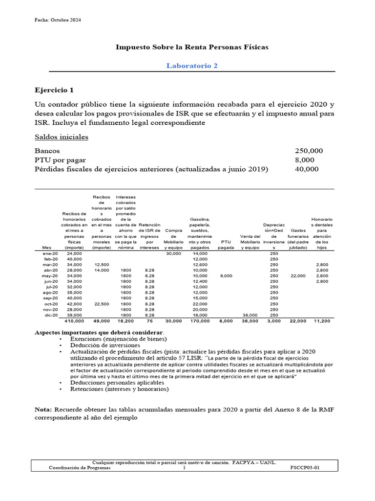 Cálculo de ISR para Personas Físicas | PDF | Impuesto sobre la renta ...