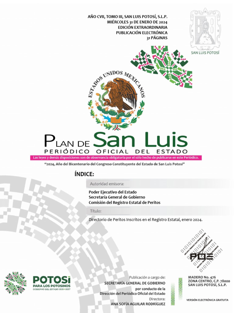Directorio de Peritos SLP 2024 | PDF