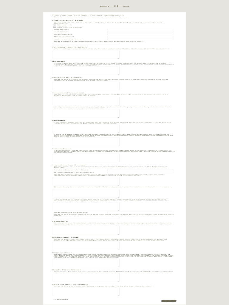 Flite Sub-Partner Application Form | PDF | Insurance | Trade Name
