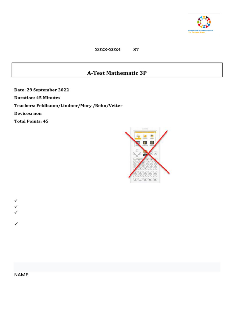 A-Test 1 S7-3P Indices 2023 EN | PDF | Function (Mathematics ...