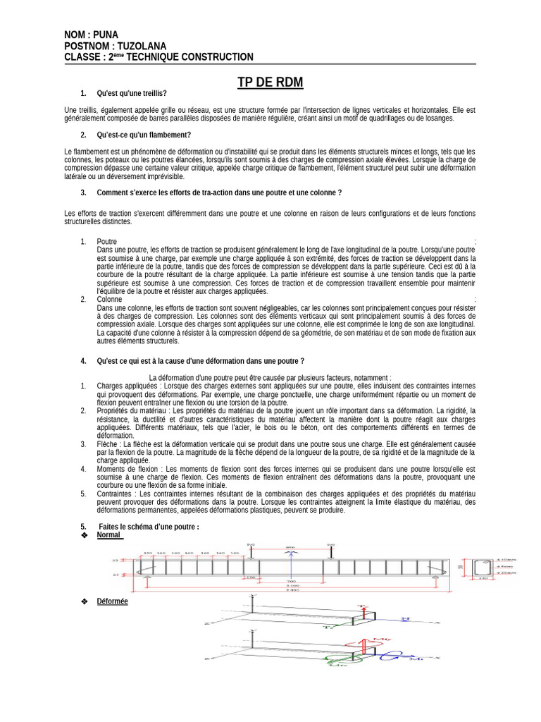 Concepts de RDM : Treillis et Flambement | PDF | Flexion (matériau ...