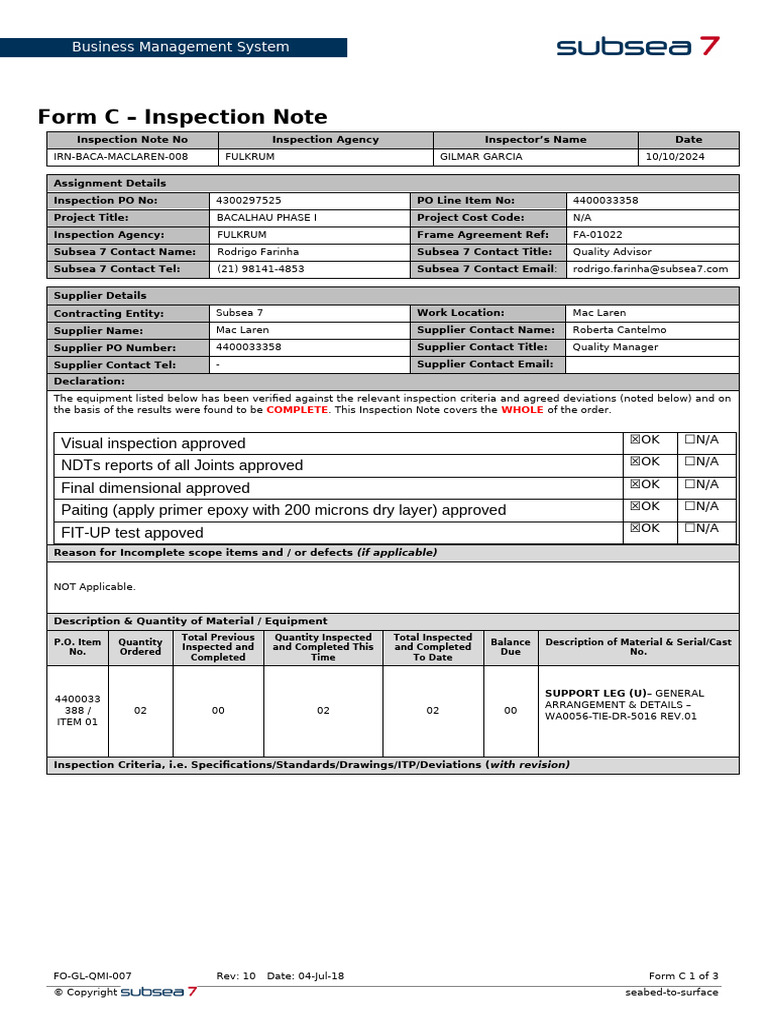 Irn Baca Maclaren 008 Leg U | PDF | Nondestructive Testing ...