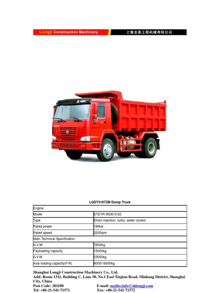 LGDT3167ZM Dump Truck Specifications | PDF | Business | Technology ...