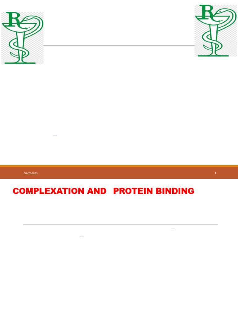 Complexation and Protein Binding Overview | PDF | Coordination Complex ...