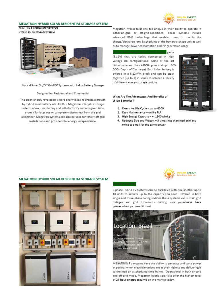 Megatron Hybrid Solar Storage Overview | PDF | Photovoltaic System ...