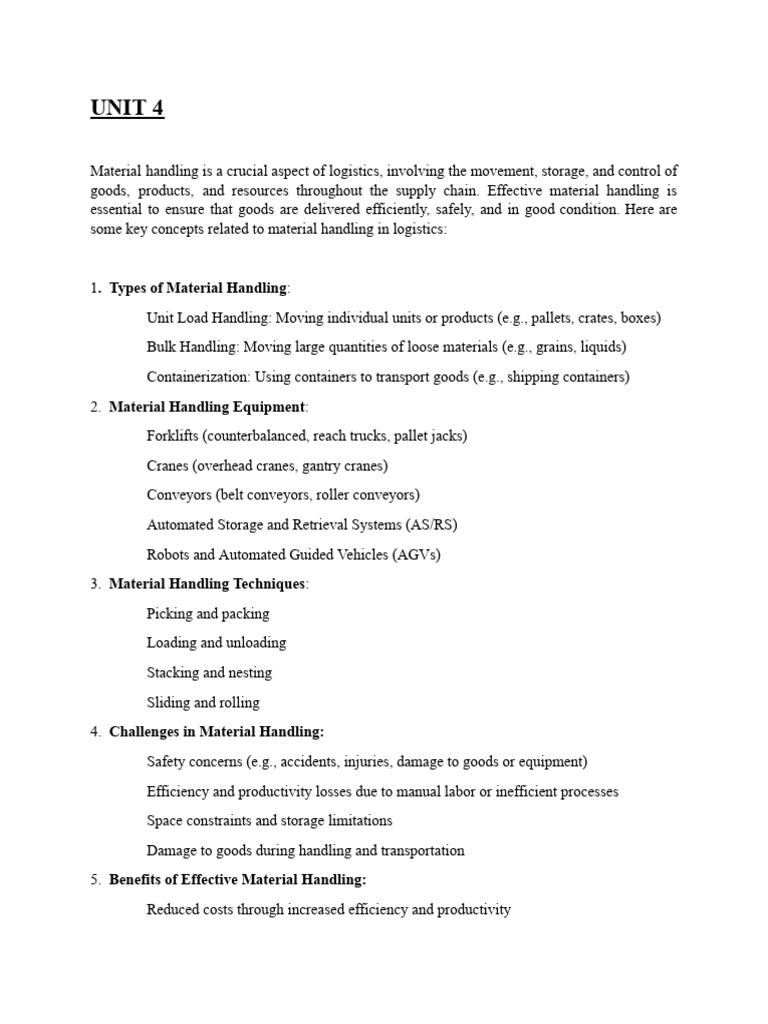 Essential Material Handling in Logistics | PDF | Warehouse | Logistics