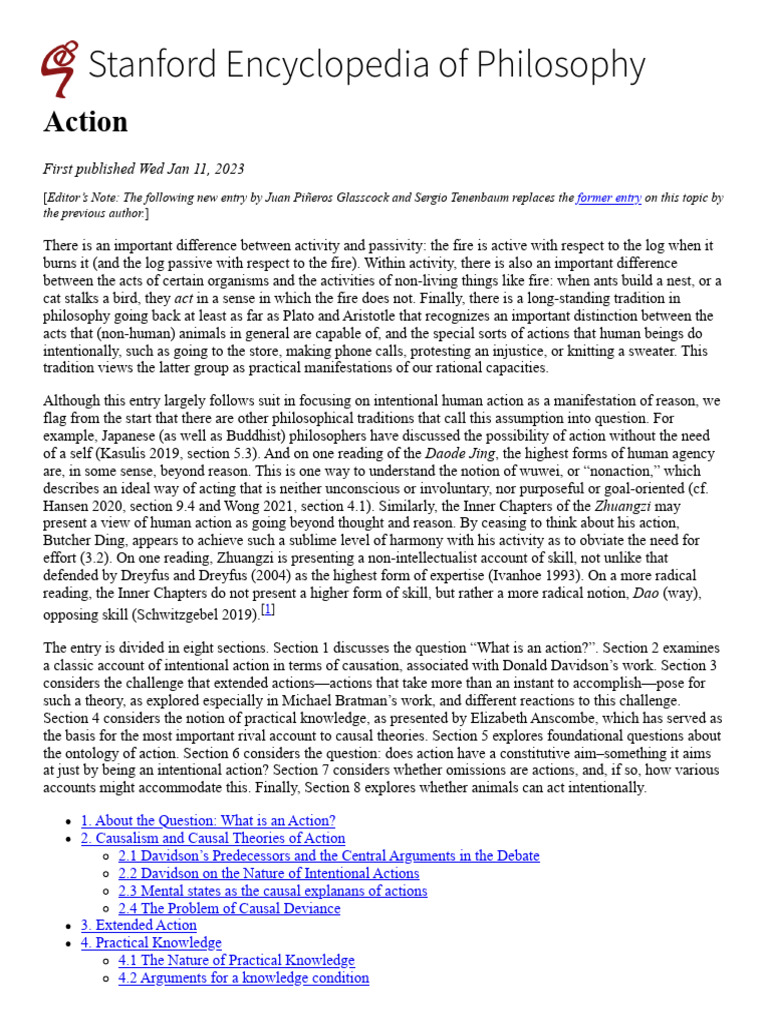 Philosophy of Action Overview | PDF | Reason | Causality