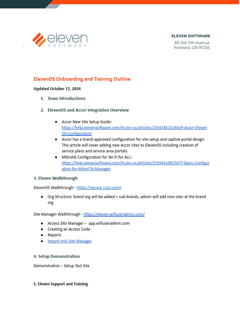 ElevenOS Accor Training Outline | PDF | Information Technology | Software