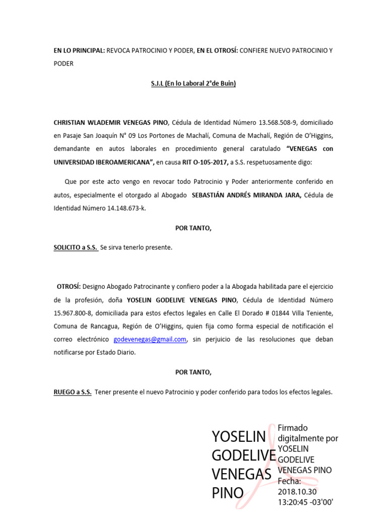 Revocación y Nuevo Patrocinio Legal | PDF