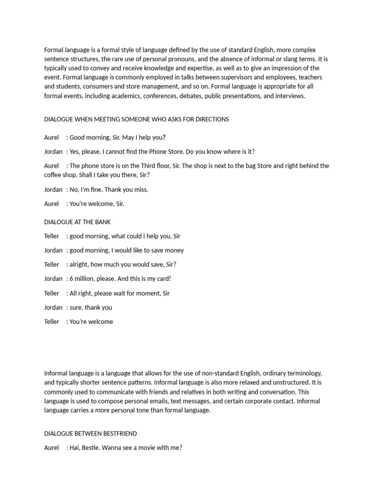 Formal Style Communication