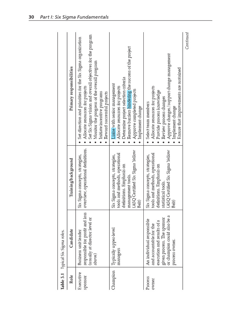 Six Sigma Roles and Responsibilities Overview | PDF | Six Sigma | Business