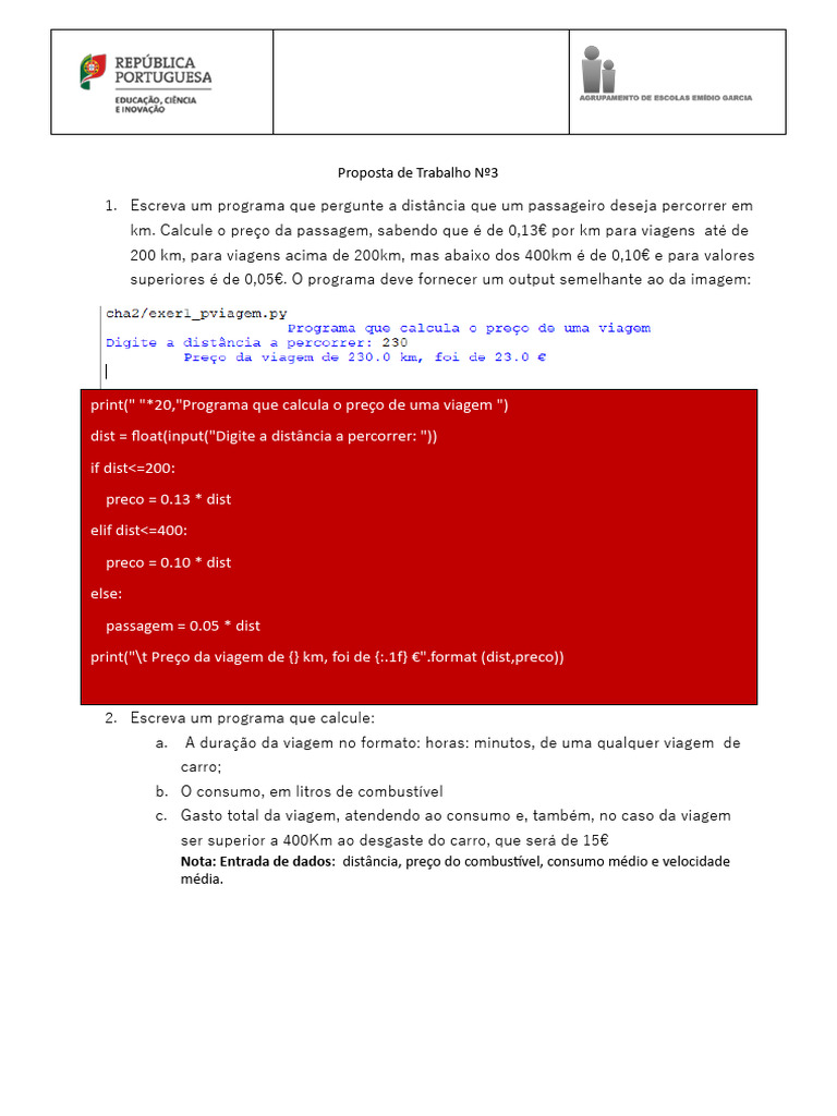 Cálculo de Viagens e Empréstimos em Python | PDF