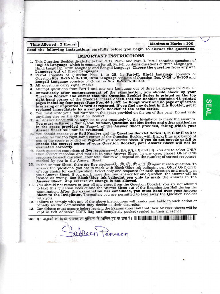 Exam Instructions and English Language Questions | PDF