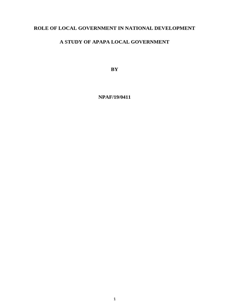 Role of Local Governemnt in National Development | PDF | Statistics ...