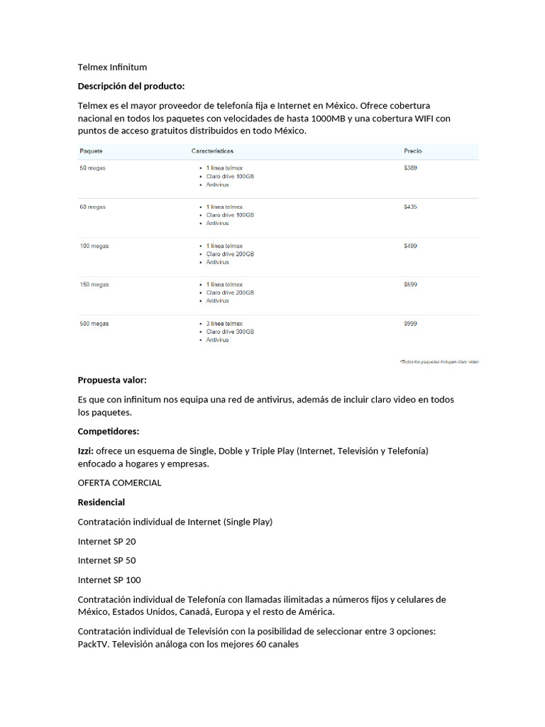 Telmex Infinitum: Internet y Más | PDF | Internet | Televisión