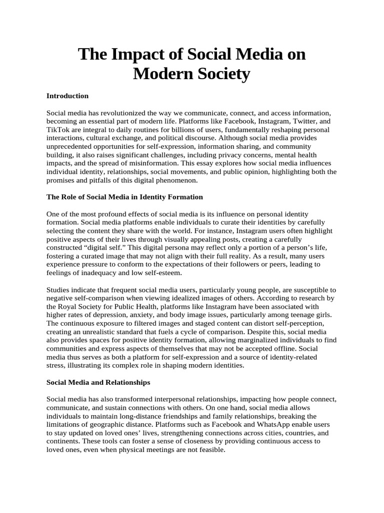 The Impact of Social Media On Modern Society | PDF | Social Media ...