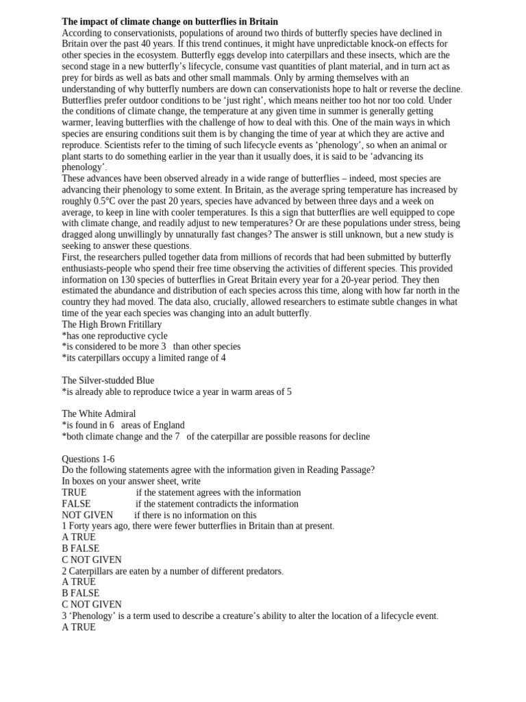 Climate Change Effects on UK Butterflies | PDF | Butterfly | Climate Change