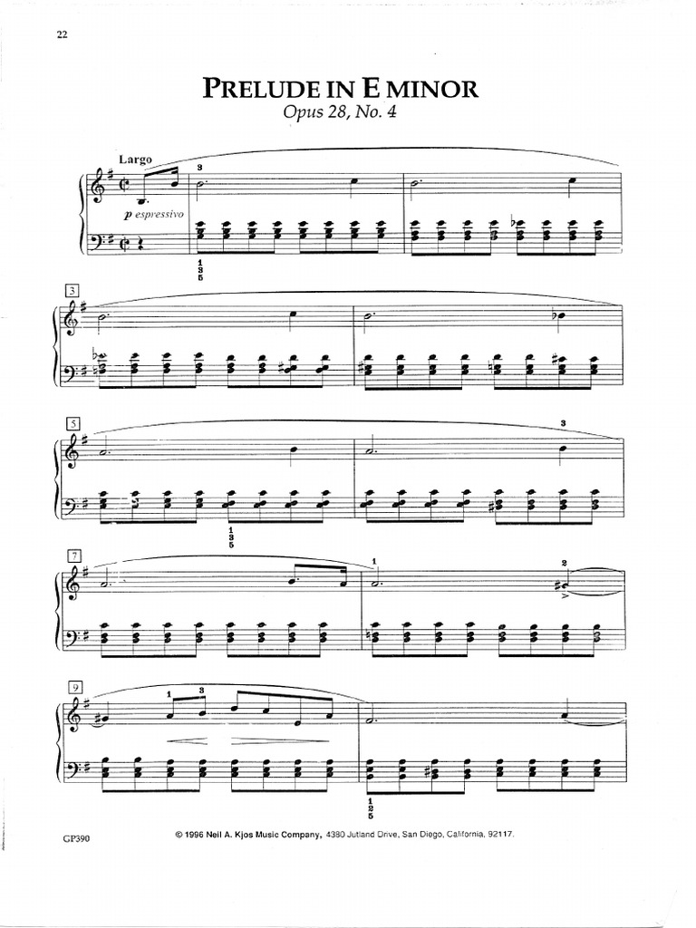 Prelude in E Minor Opus 28 N 4 Chopin | PDF
