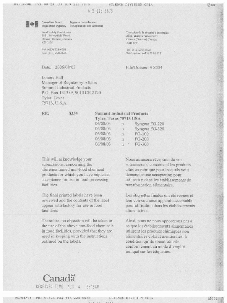 Cfia approval letter fg 100 300 pdf