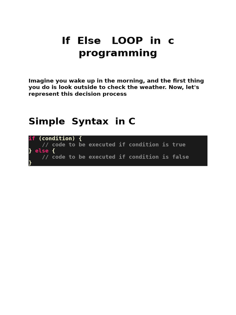 If Else LOOP in C Programming | PDF