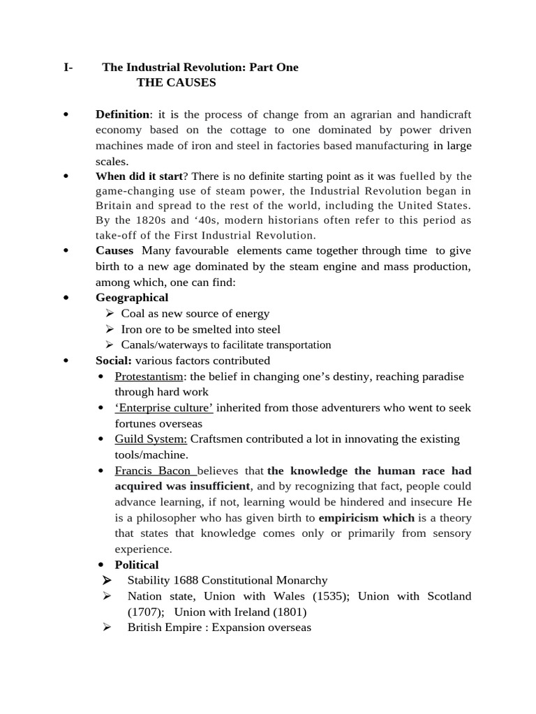 The Industrial Revolution The Causes Pdf Industrial Revolution