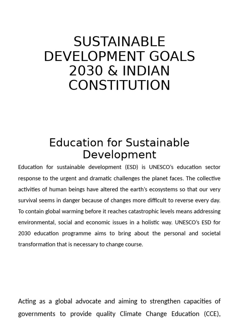 Sustainable Development Goals & India 2030 | PDF | Sustainability ...
