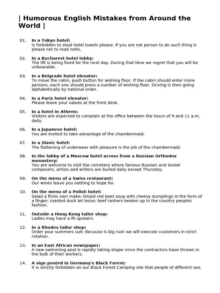 Ho - Humorous International Mistakes | PDF
